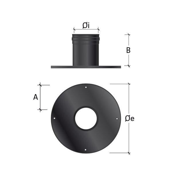 Kit base cheminée intérieure isolé pellet – diam 80/130 mm