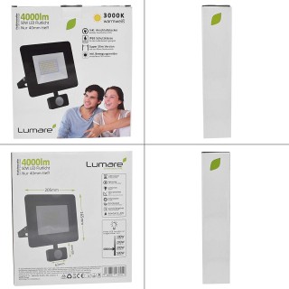 LUMARO projecteur LED 50W avec détecteur IP68 3900 Lumens