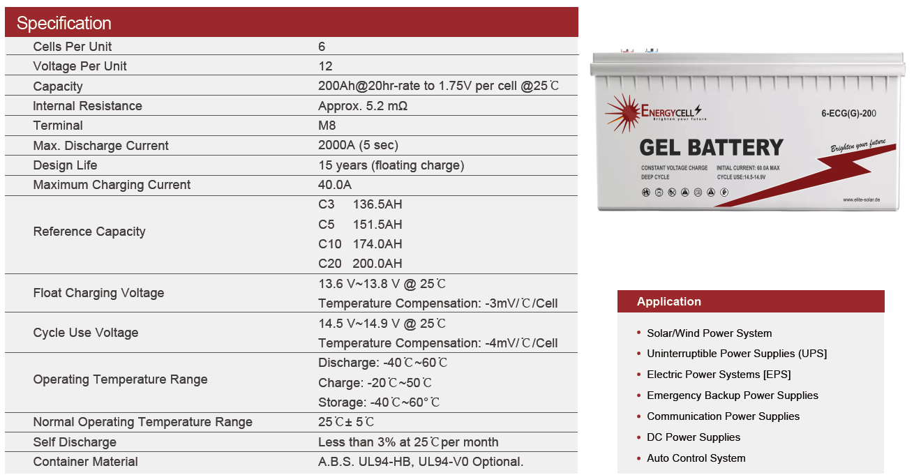 Batterie solaire GEL 200AH